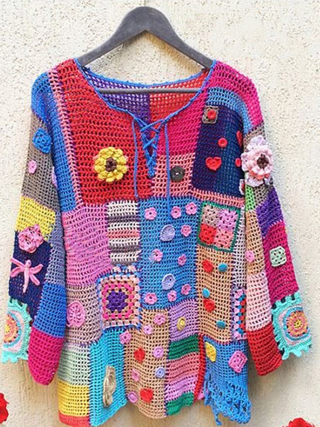 multicolor tribal long sleeve sweater