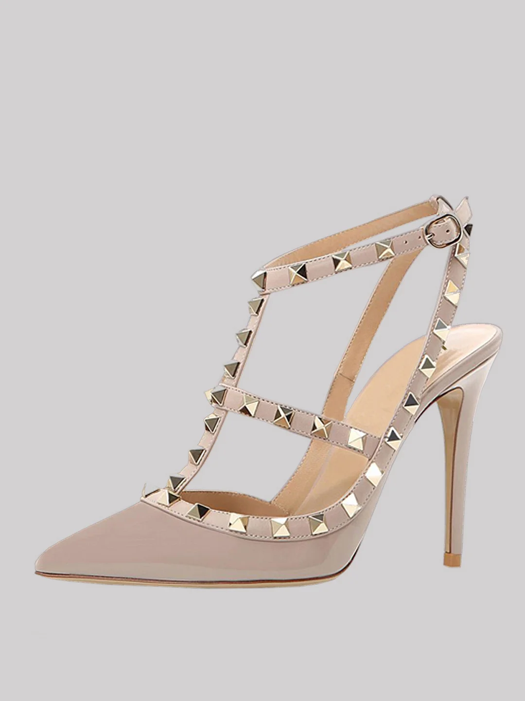 3.94" Women's Classic High Heels Rivets Sandals Pointed Toe Wedding Shoes