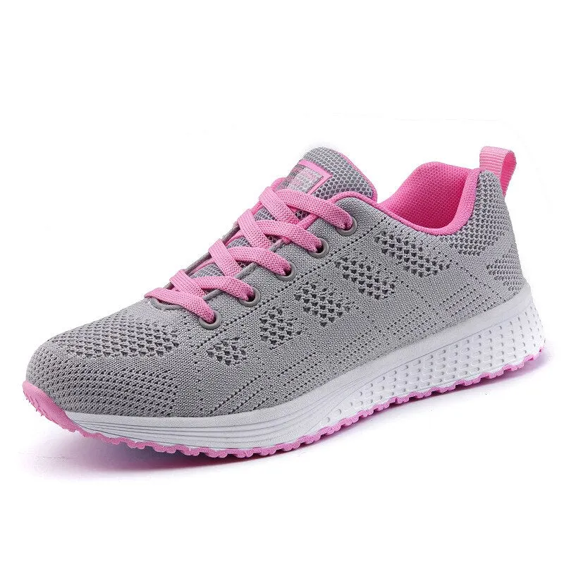 Women'S Sneakers Breathable Mesh Casual Sneakers Women Lace Up Walking Shoes Women'S Vulcanized Rubber Sole Shoes Female Size 42