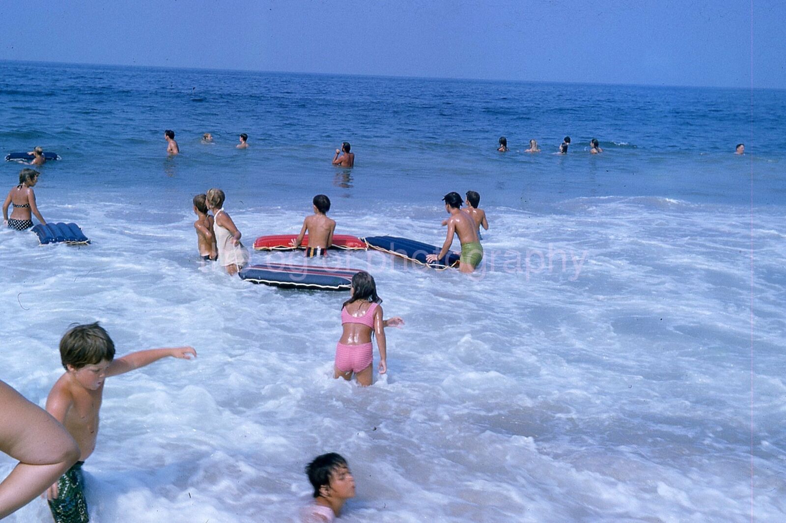 A DAY AT THE BEACH 35mm FOUND SLIDE Color ORIGINAL Photo Poster painting JD 111 T 21 S