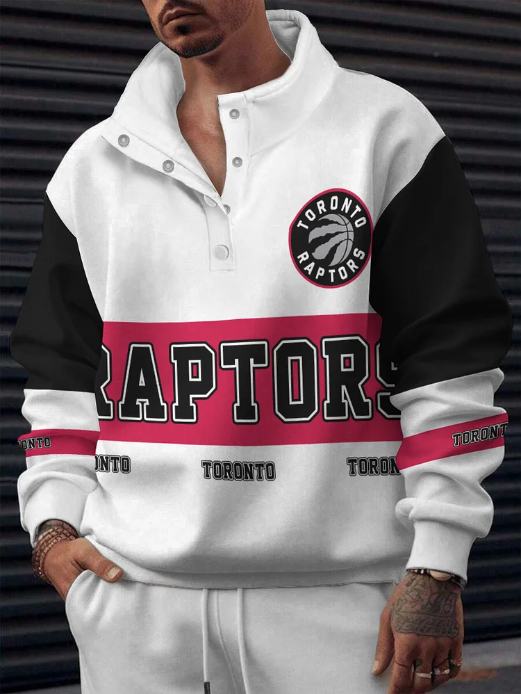 Toronto Raptors  2025 New Design Casual Snap Mockneck Pullover