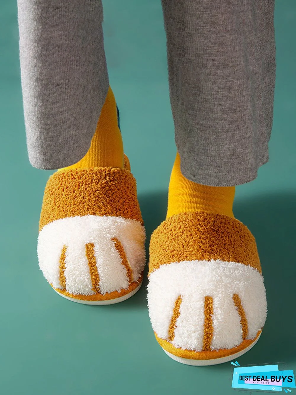 Cartoon Cute Cat Paw Warm Indoor Slippers