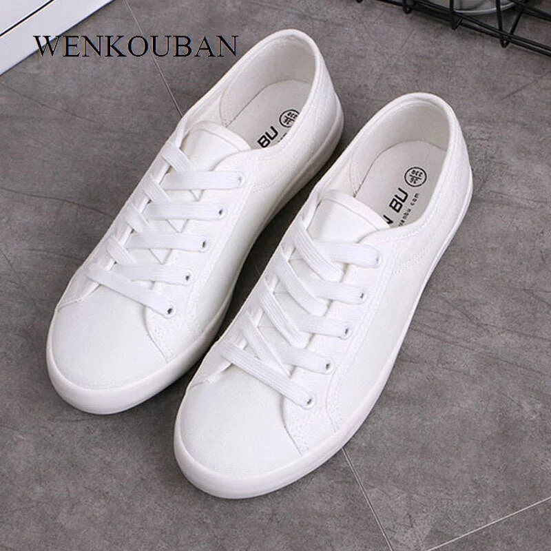 White Canvas Shoes Women Vulcanized Shoes Classic White Sneakers Ladies Trainers Summer Women Casual Shoes Basket Femme 2021