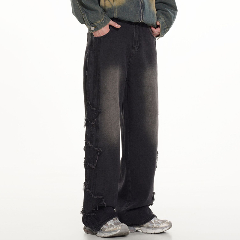 Vintage Street Star Patch Patchwork Jeans - SOPULA