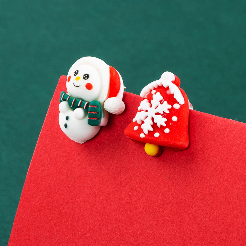 Christmas tree cute snowman earrings