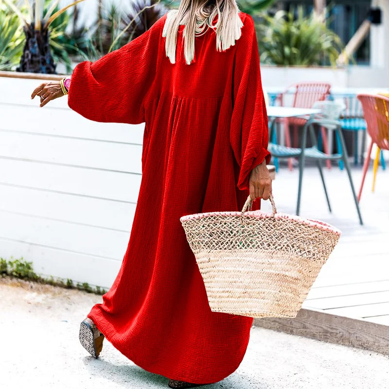 Toloer Toloer Spot 2024 Autumn / Winter New Ladies Solid Color Loose Holiday Wind Cardigan Long Dress-Outfit Ideas