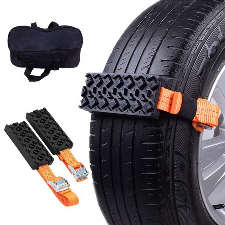 1/2/4PCS Durable PU Anti-Skid Car Tire Traction Blocks With Bag Emergency Snow Mud Sand Tire Chain Straps For Snow Mud Ice