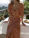 Polka-Dot Puff Sleeves Two-Piece Suits