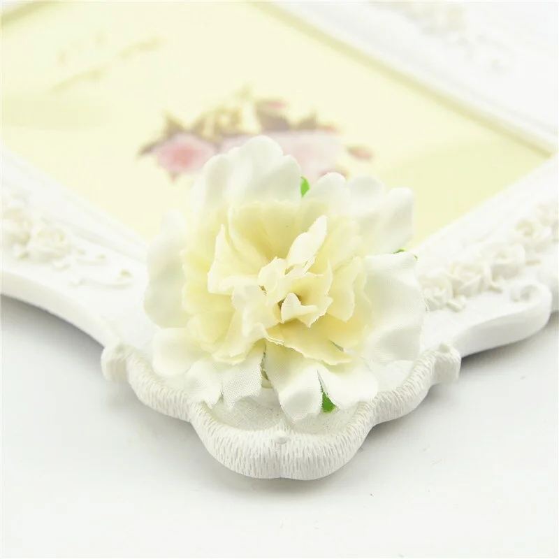 10pcs Cheap 4.5cm Mini Artificial Silk Flower Heads European Fall Vivid Peony For Wedding Home Decoration Chrismas Gift Crafts