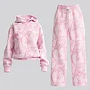 Women's Street Style Pink Camo Hooded Tracksuit Two-piece Set by Inlyline