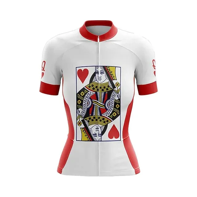 Funny Poker Heart Q Women's Short Sleeve Cycling Jersey