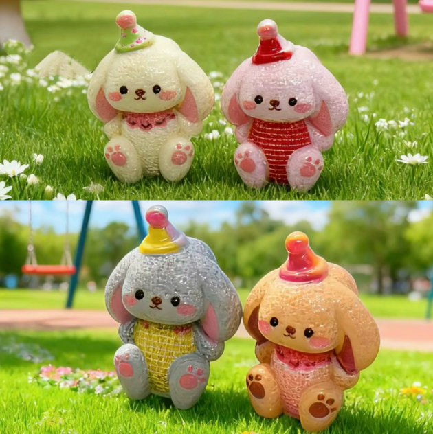 Mini Party Long Ear Bunny Resin Charm