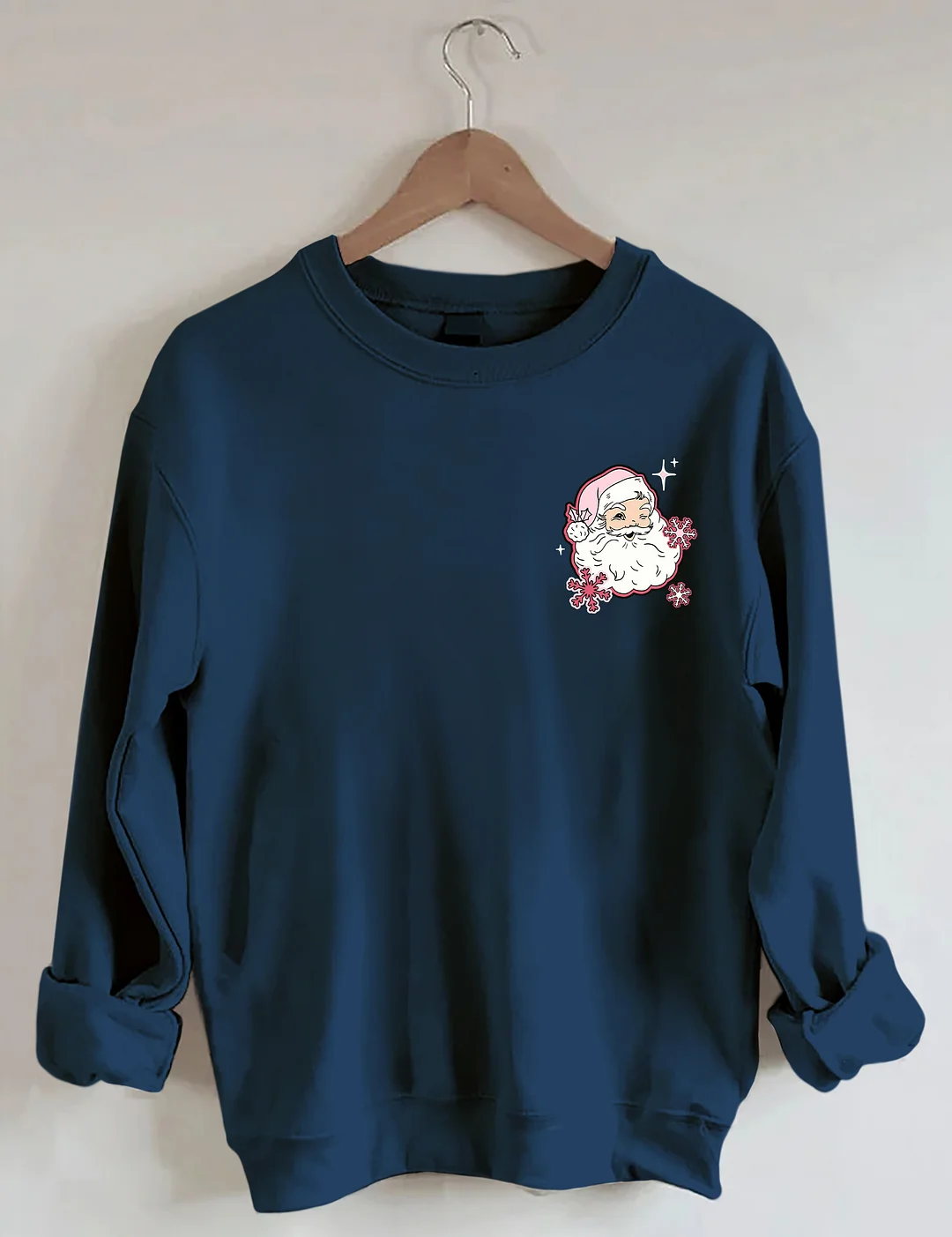 Don't Stop Believin Pink Santa Sweatshirt