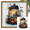 (Stamped/Counted) Halloween Glass Bottle Scene-11CT Cross Stitch 45*45cm/17.72*17.72in