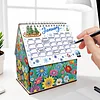 DIY Diamond Painting Special Shape Desktop Cabin Calendar Organizer Box Kit(Flower)