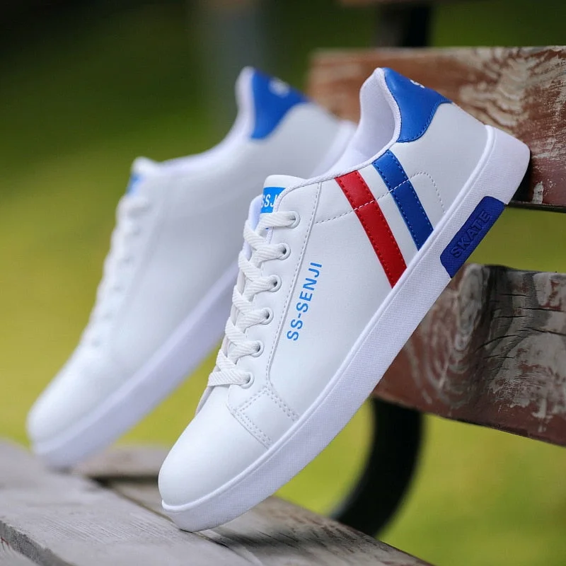 Men White Vulcanized Flat Shoes Lace-up Comfortable Sneaker for Male Tenis Masculino Adulto Top Quality Men Zapatillas 2020