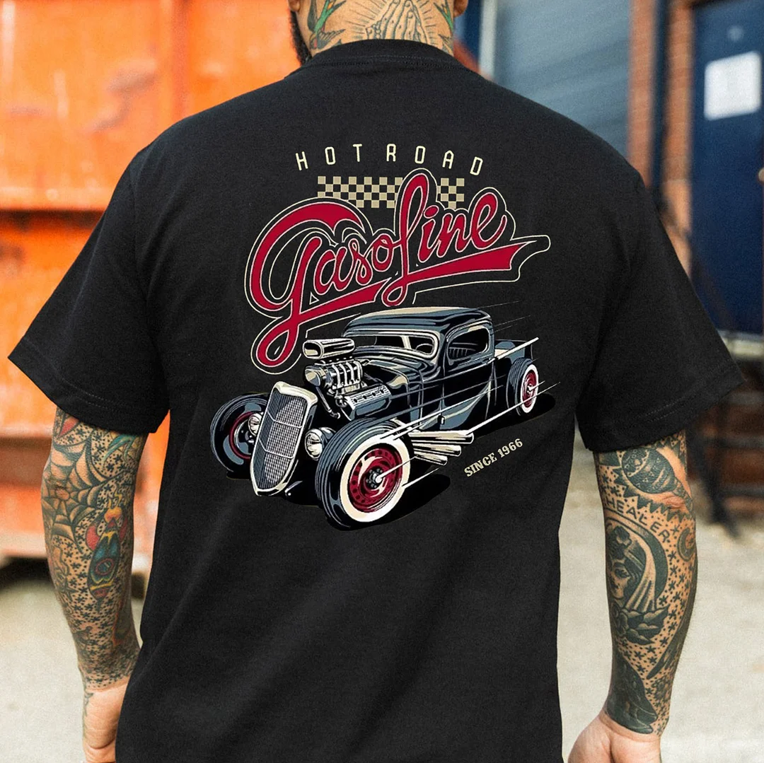 HOT ROAD GASOLINE Classic Car Print Men's T-shirt