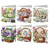 6PCS Diamond Painting Easter Flowers Greeting Card Set with Envelopes for Adults Gifts
