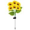 Solar Powered 3/6Head Sunflower Lights Smart Sensor Waterproof Landscape Lights Weather Proof Simulation Sunflower Decorative Lamp for Garden Lawn Courtyard Decor