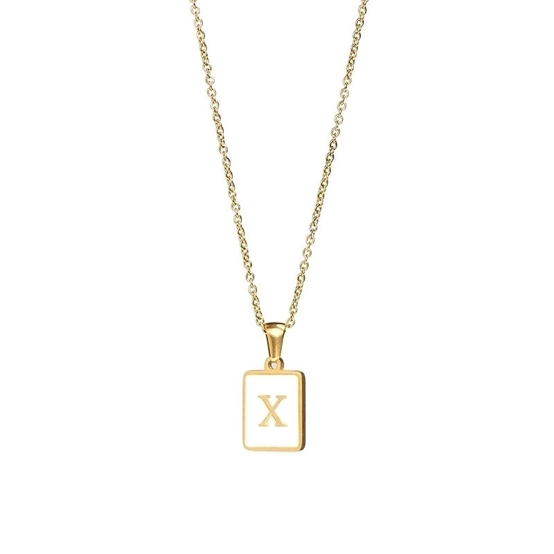 Vintage Style Letter Square 304 Stainless Steel Shell 18K Gold Plated Plating Inlay Pendant Necklace