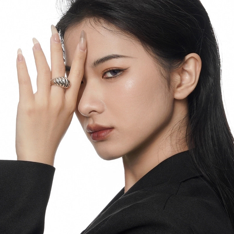 925 Sterling Silver Geometric Open Rings