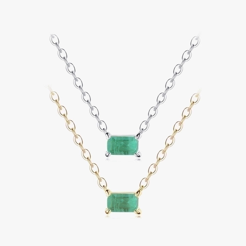 Ins Style Casual Rectangle Sterling Silver Plating Inlay Gem 14k Gold Plated Rhodium Plated Necklace