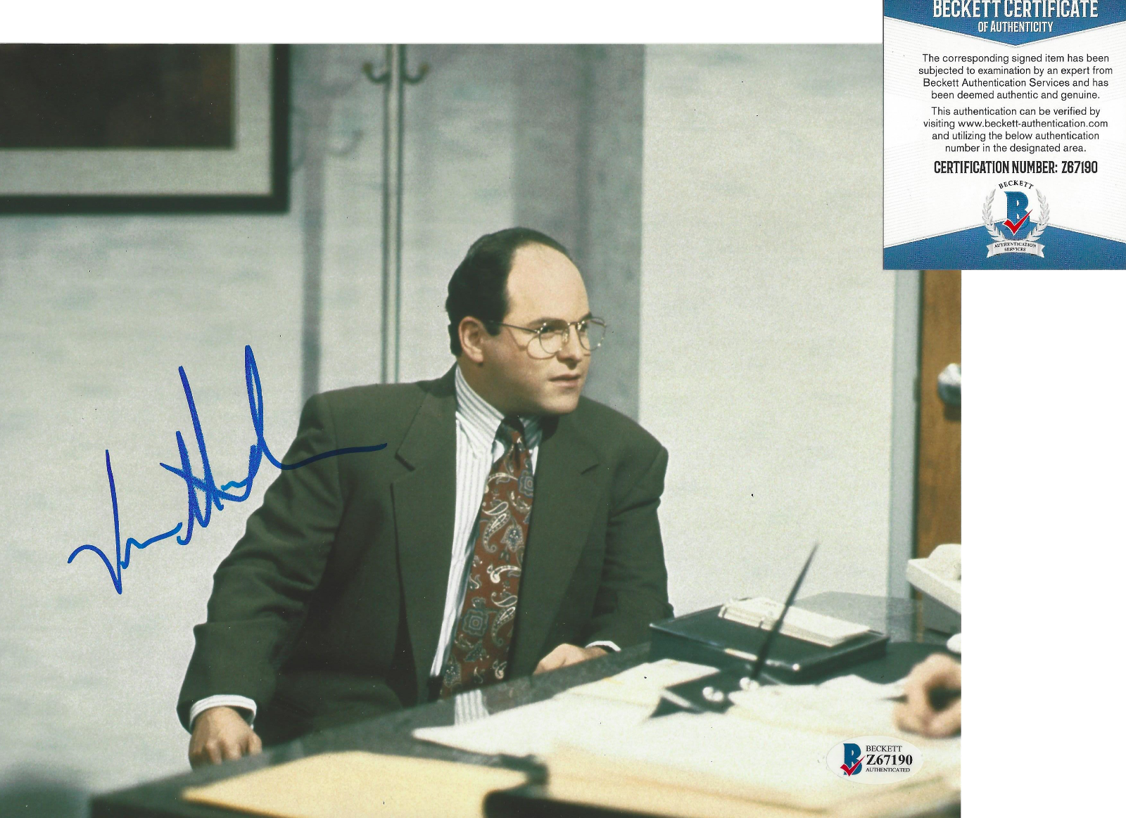 JASON ALEXANDER SIGNED 'SEINFELD' GEORGE COSTANZA 8x10 Photo Poster painting 1 BECKETT COA BAS