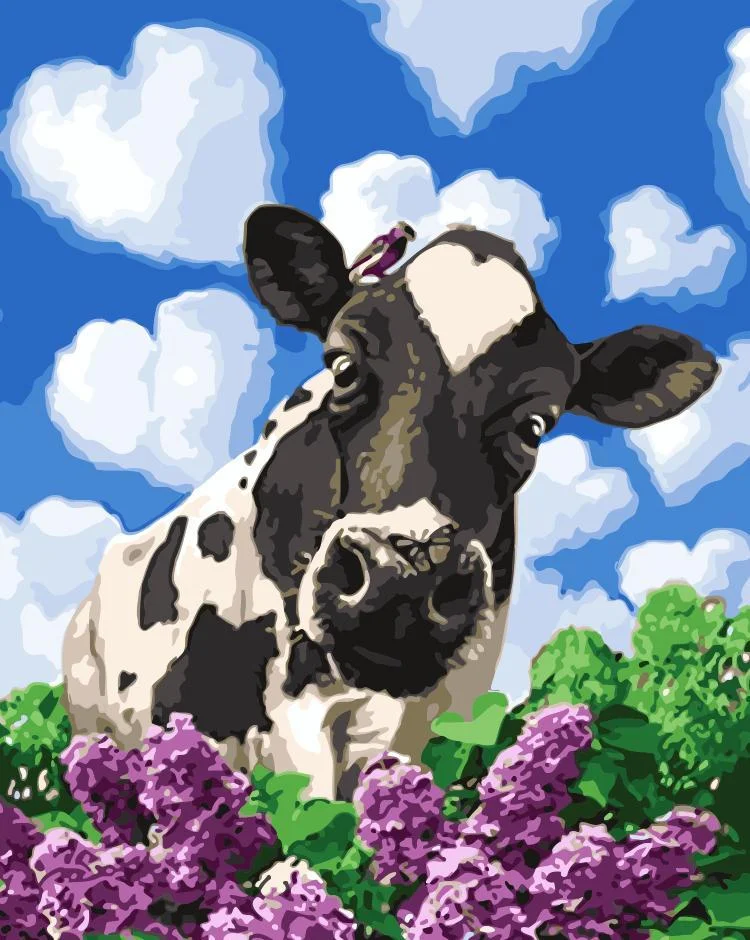 Animal Cow Paint By Numbers Kits UK For Adult HQD1248