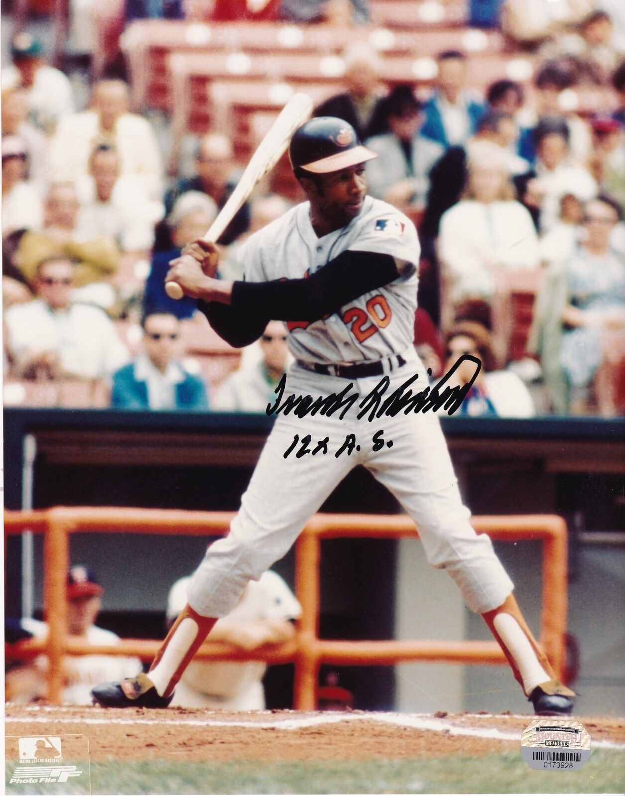 FRANK ROBINSON BALTIMOR ORIOLES 12 X ALL STAR ACTION SIGNED 8x10