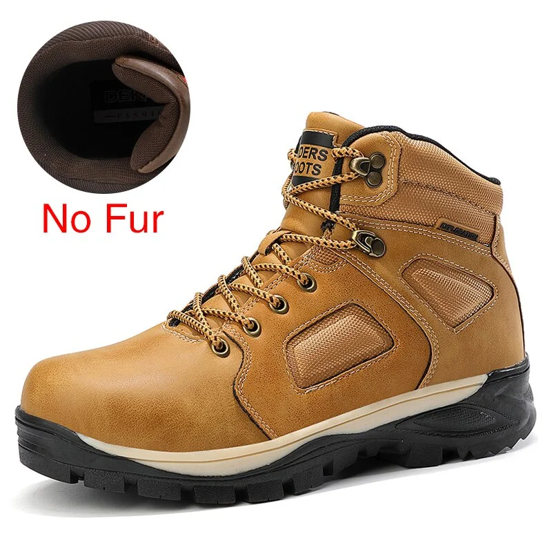 DEKABR Split Leather Men Waterproof Warm Boots Men Casual Shoes Fashion Ankle Boots For Men High Top Outdoor Winter Men Boots