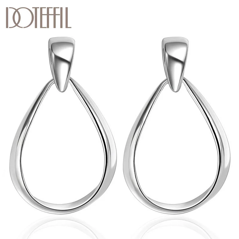 DOTEFFIL 925 Sterling Silver Classic Big Circle Hoop Charm Earrings Women Jewelry