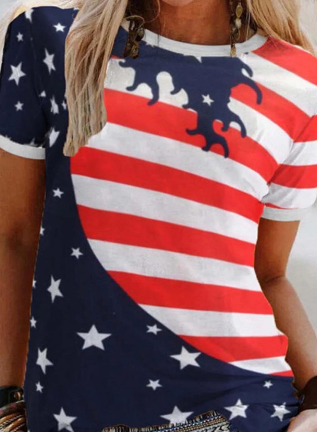Women's T-shirts Striped Star Flag T-shirt