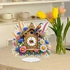 (US Local)Acrylic Special Shape Flower Bird Diamond Painting Clock Ornaments Kit