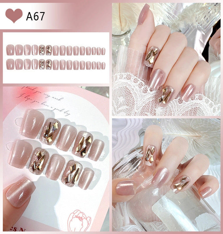 Cute Sweet Color Block Flower ABS Press-on Nails 1 Set