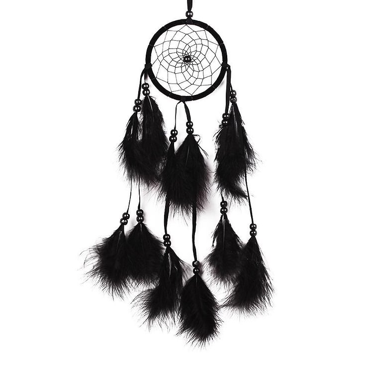 Bead Dream Catcher Black Feather Crafts Handmade Home Hanging Gifts