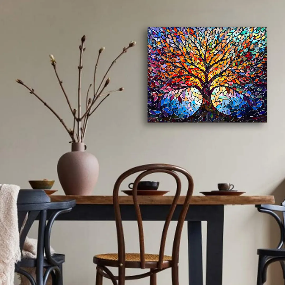 DIY Tree of Life Paint by Numbers Kits Drawing Paintwork on Canvas 15.75x19.69inch Without Frame Canvas Oil Painting Number Painting for Beginners Adults Gift Home Wall Decor