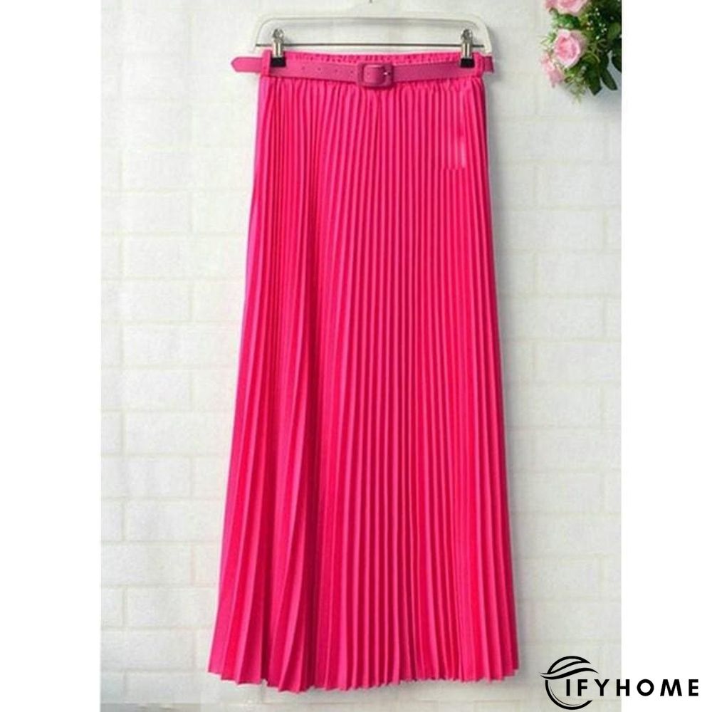 New Summer Women Ladies Elegant Long Skirt Retro Maxi Chiffon High Waist Solid Casual Pleated Beach Long Skirt Sundress | IFYHOME