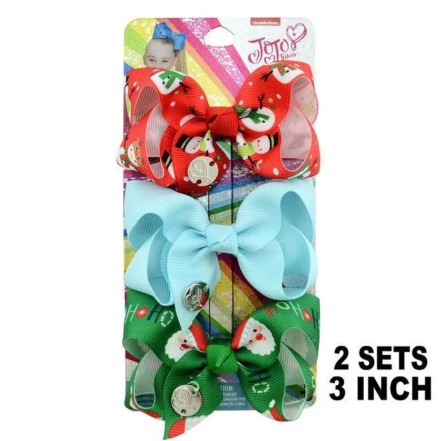 6 Pieces/Set JoJo Bows Jojo Siwa Rainbow Printed Knot Ribbon Bow For Girls Handmade Boutique Hair Clip Children Hair Accessories