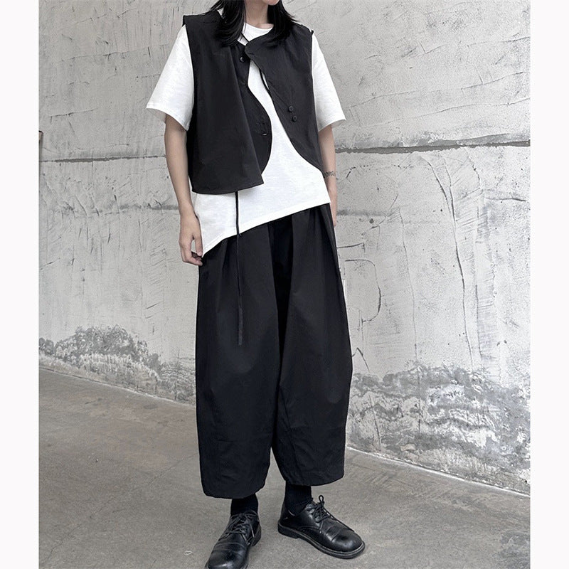 Aiertu trashy outfits Artistic Cotton and Linen Wide-Leg High Waist Cropped Overalls for Women Summer Loose Small Casual Harem Bloomers aiertu