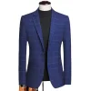 Men's Slim Fit Plaid Casual Blazer