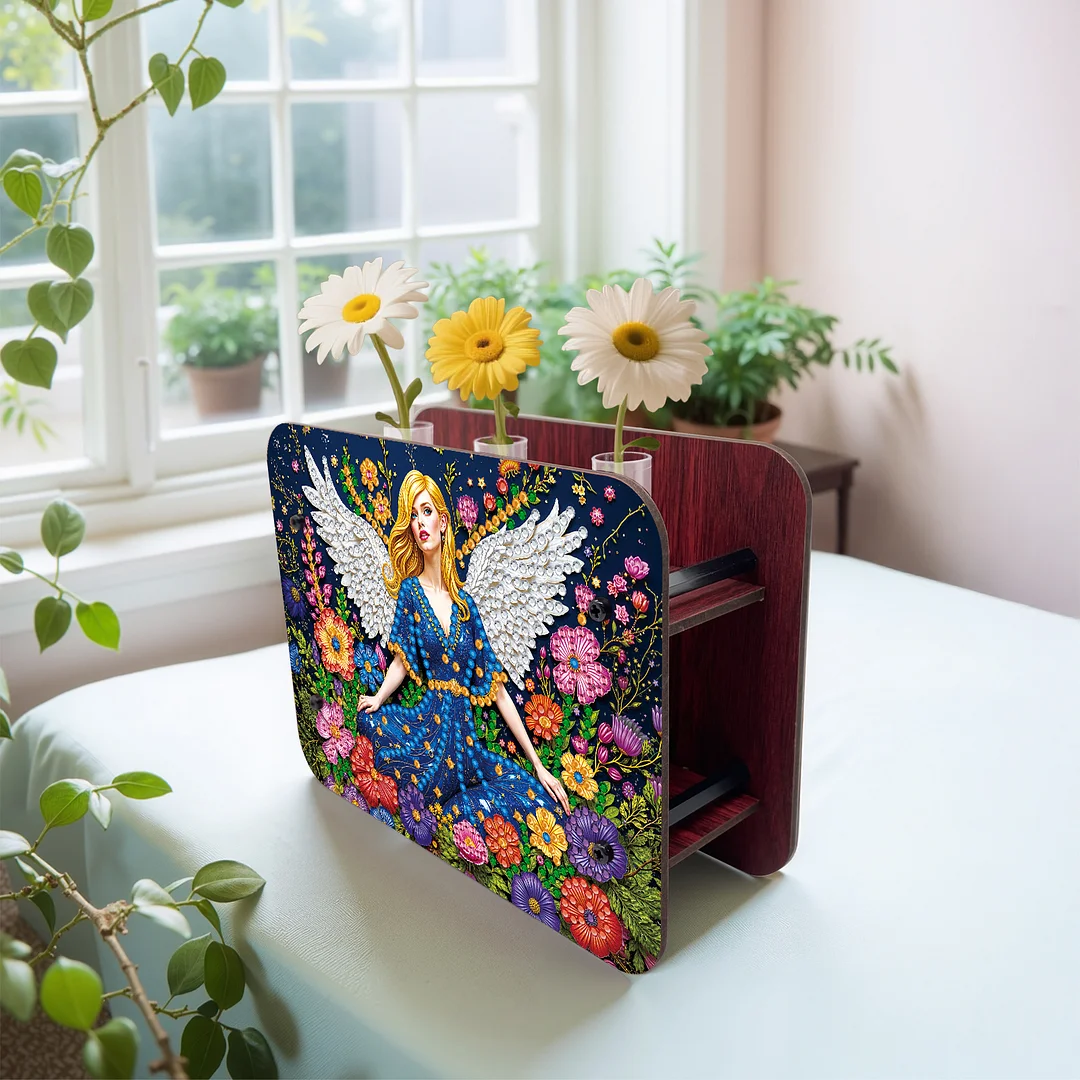 Angel Girl DIY Diamond Painting Wooden Tube Vase for Adults Gift Idea Home Decor