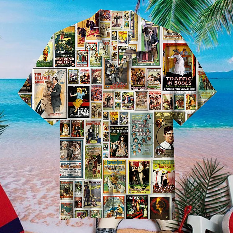 Old Movie Posters Puzzle|Unisex Hawaiian Shirt