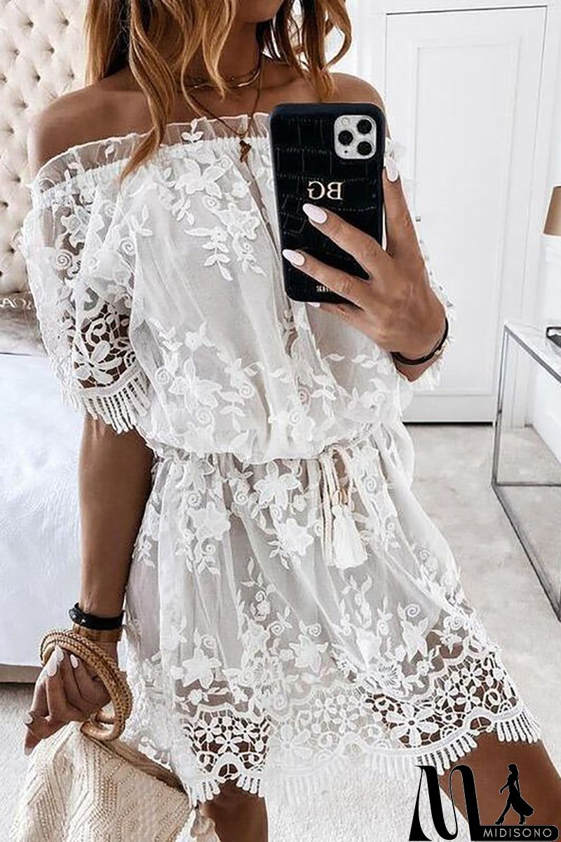 MidiSono - Off Shoulder Lace Mini Dress