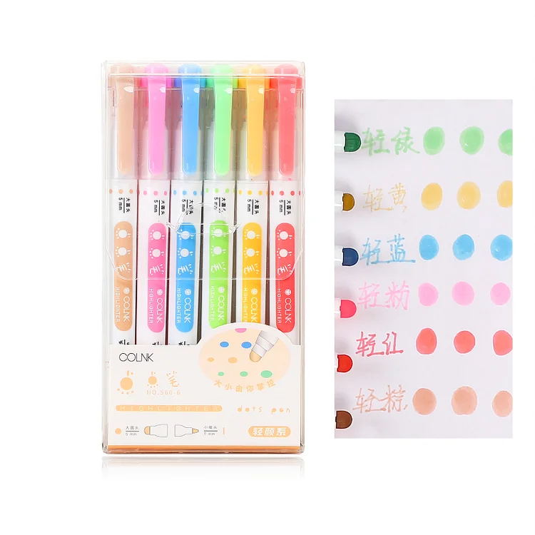 JOURNALSAY 6 Pcs/Set Colorful Double Head Watercolor High Capacity Marker Pen for Artists