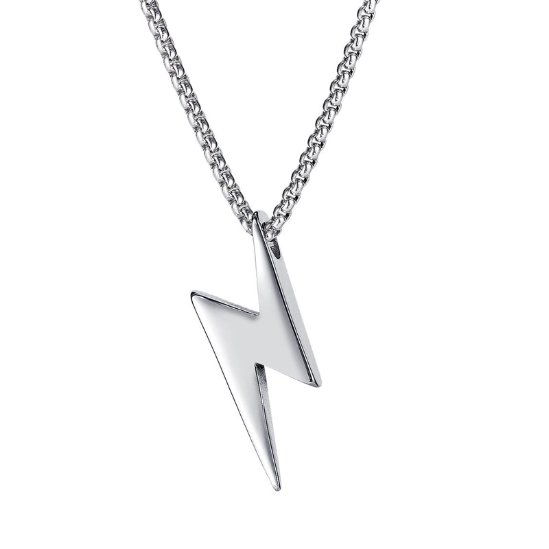 Minimalist Streetwear Lightning Titanium Steel Polishing Unisex Pendant Necklace Men Pendant Necklaces