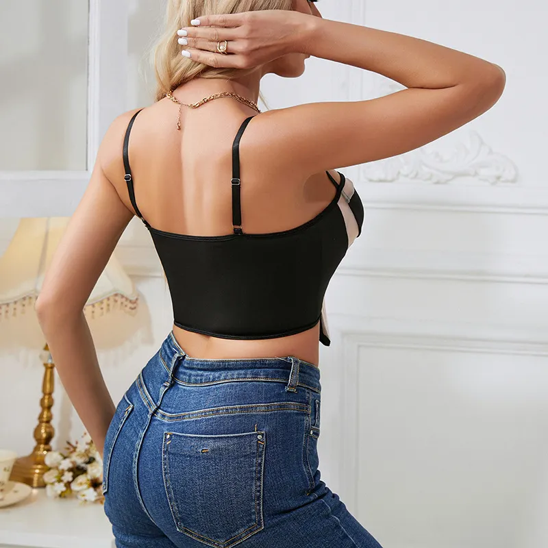 Churchf Churchf Mesh Hollow Out Fish Bone Dew Back Sexy Wipe Chest Bump Color Bundle Waist Hot Girl Small Vest Jacket Female