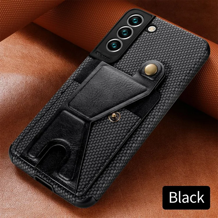 Carbon Fiber Wallet Flip Leather Phone Case For Samsung