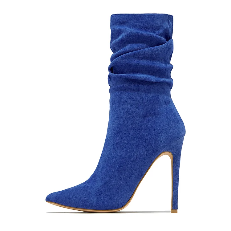 Royal Blue Elegant Winter Pointy Stiletto Ankle Boots Vdcoo