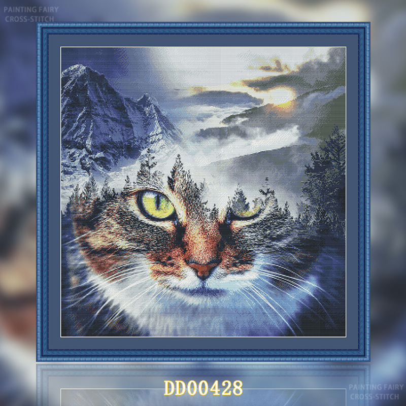[DD00428-Snow Mountain Animal Cat] Painting Fairy Cross Stitch