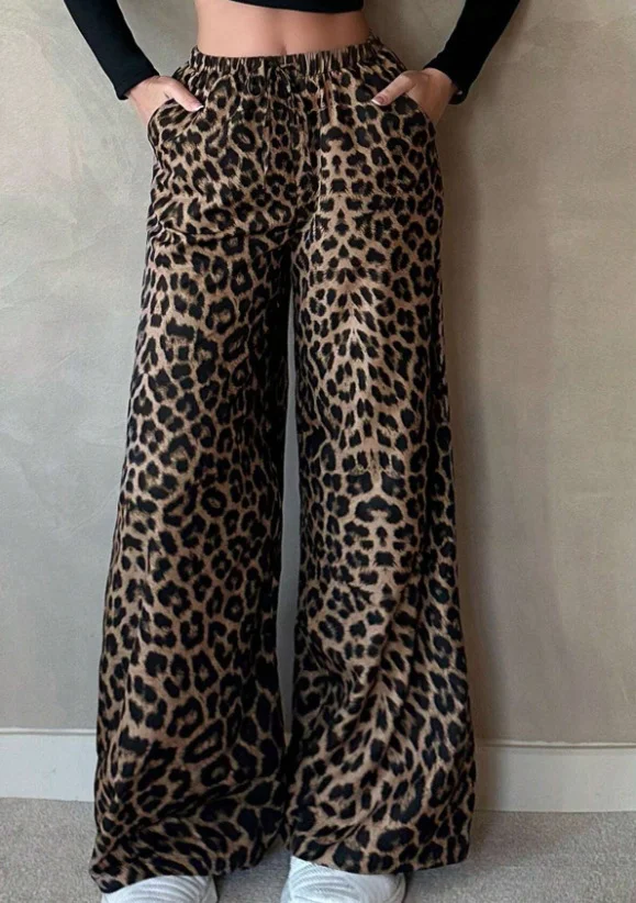 Nigikala Nigikala Classic Leopard Print Casual Trousers